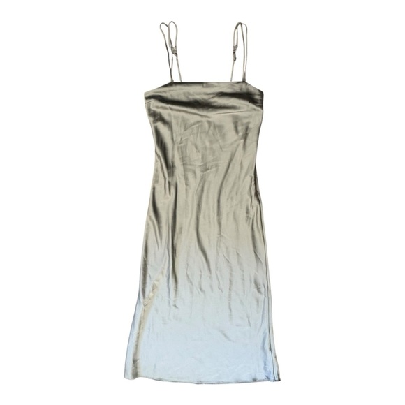 Abercrombie Square Neck Satin Maxi Dress Light Green Sz XS - Picture 1 of 4